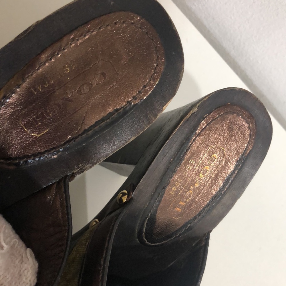 Awesome Coach Patchwork Velvet and Wood Clogs (9.5/10) - Picture 3 of 4